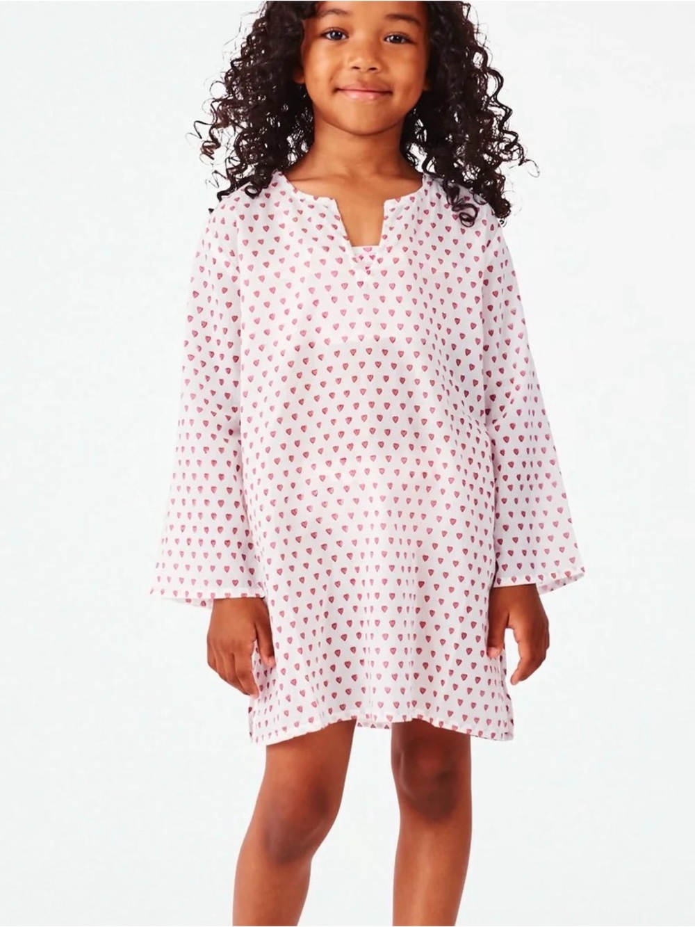Roller Rabbit Hearts Kurta cover up / dress 100% lightweight cotton Sz 12